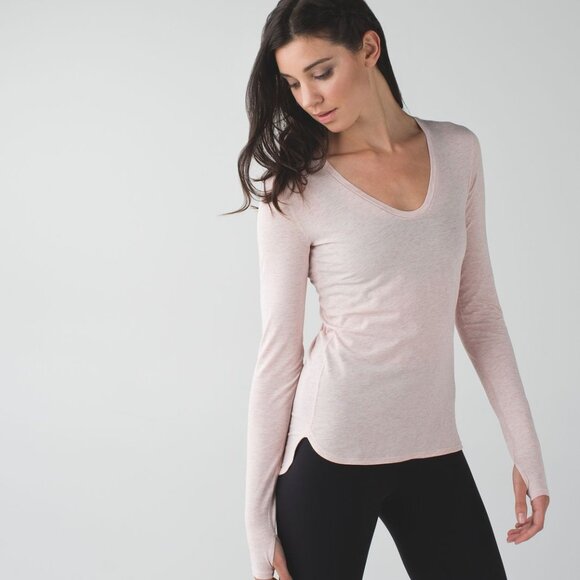 Lululemon Circadian Long Sleeve V-Neck Tee Heathered Mink Berry Pink Heather - Picture 1 of 12